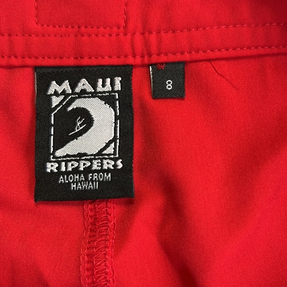 MAUI RIPPERS WOMENS LIGHTWEIGHT STRETH DRAWSTRING RED BOARD SHORTS SZ 8 - Picture 9 of 16